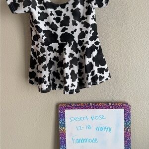 Black and White Cow Print Kids Top